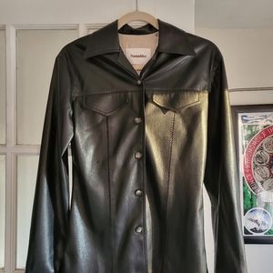 NWT Nanushka Faux Leather Button Down